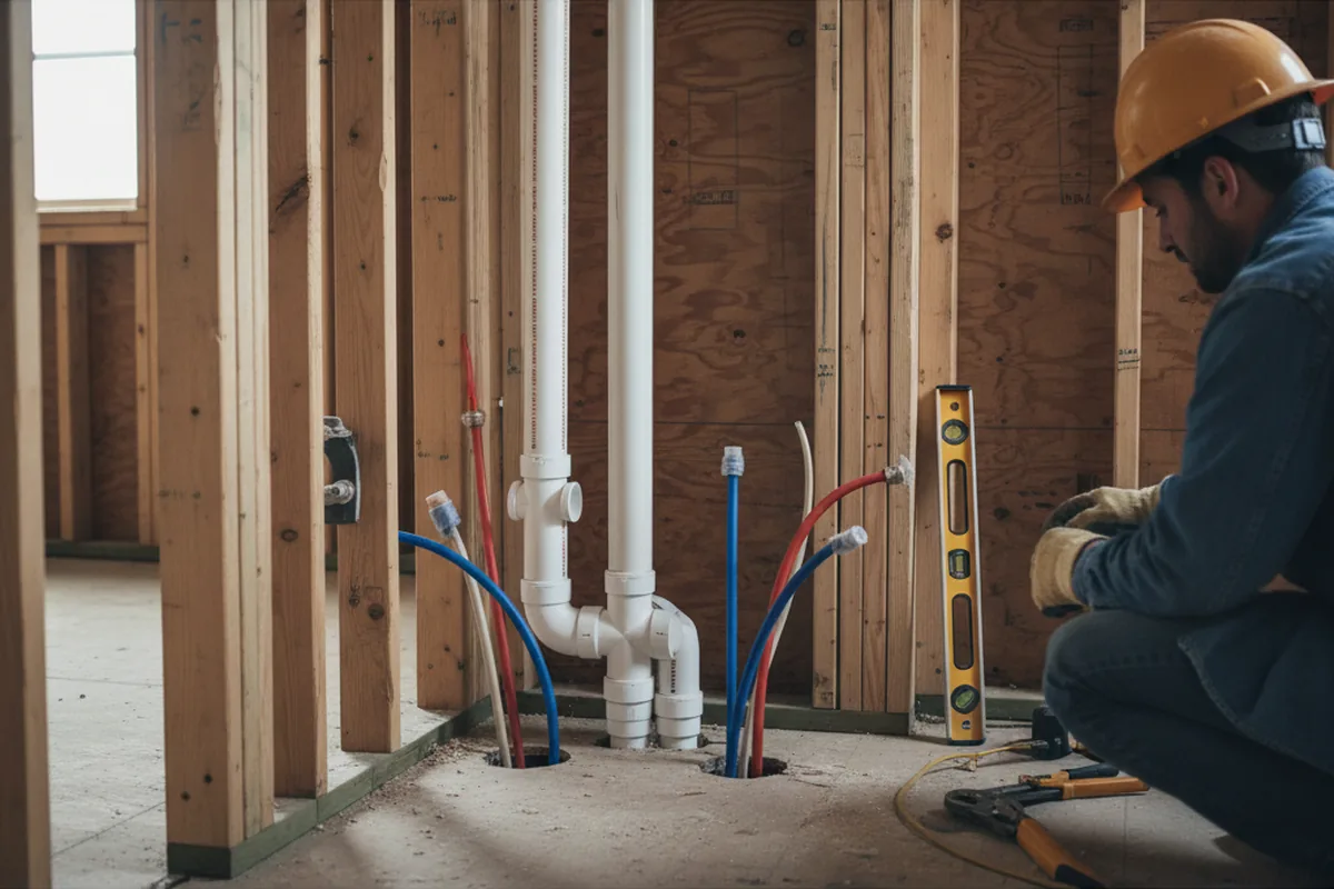 Drain and supply rough-in during Garbage Disposal Repair in Fort Drum