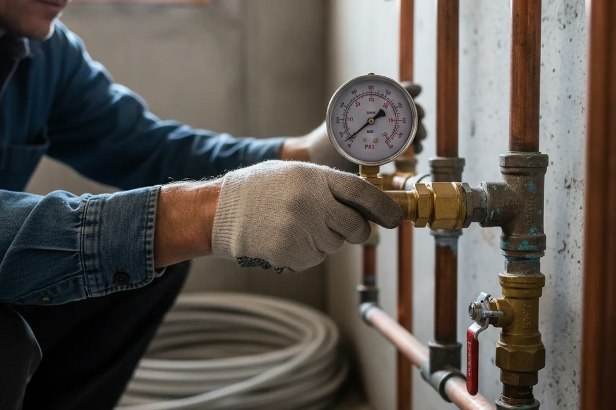 Pressure testing a repaired line during Water Line Repair in Fort Drum